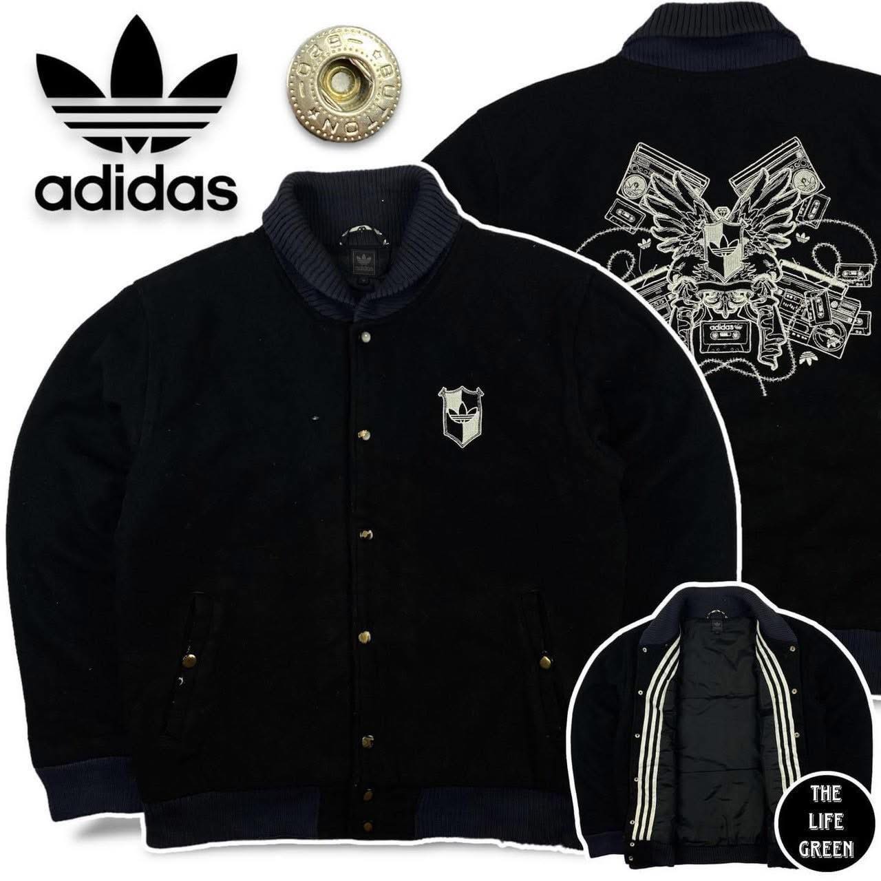 Bombers Vintage Adidas Old School Underground - Taille M (180 D6) - Laine - Noir - État Deadstock