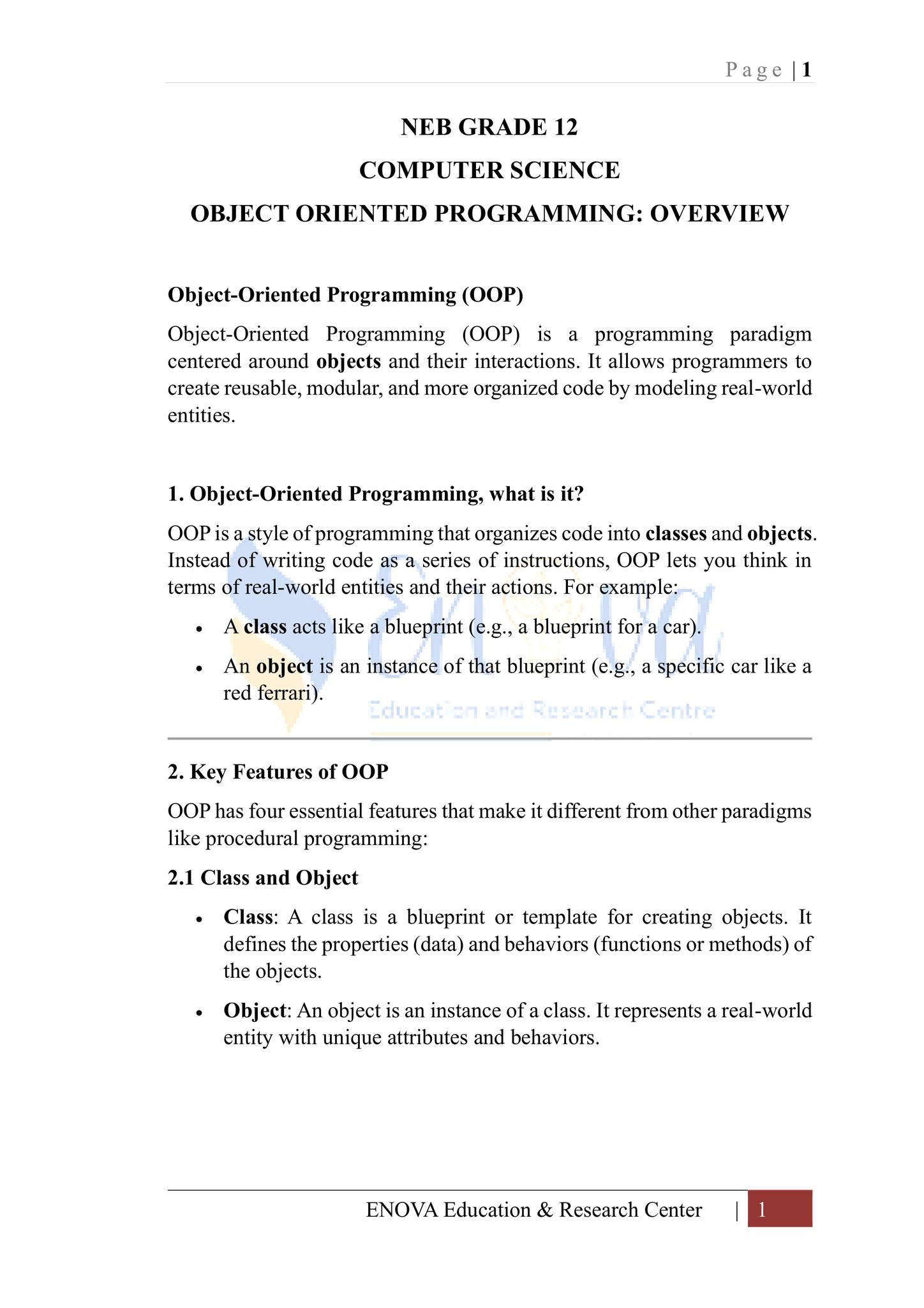 Class 11 and 12 notes | Class 12 Computer OOP: Overview | Facebook