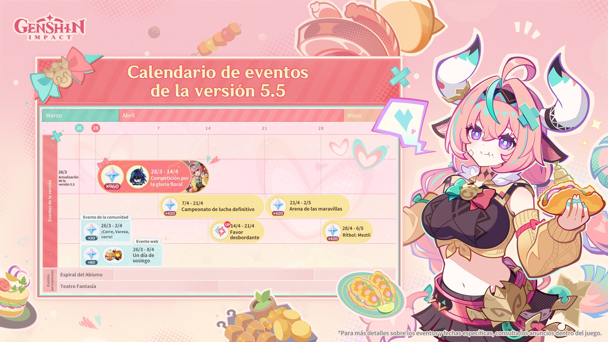 Genshin Impact - ¡El calendario de eventos de la versión... | Facebook