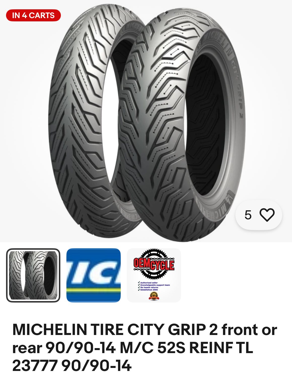Will Michelin City Grip 2 tires fit front and rear on stock rims?