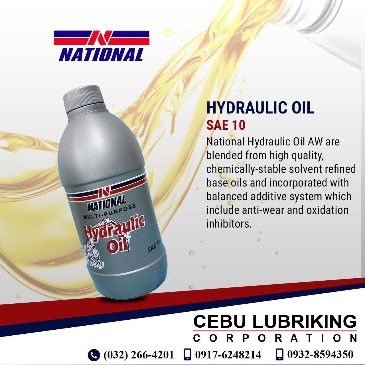 Cebu Lubriking Corp - National Lubricants National Hydraulic Oil AW are ...