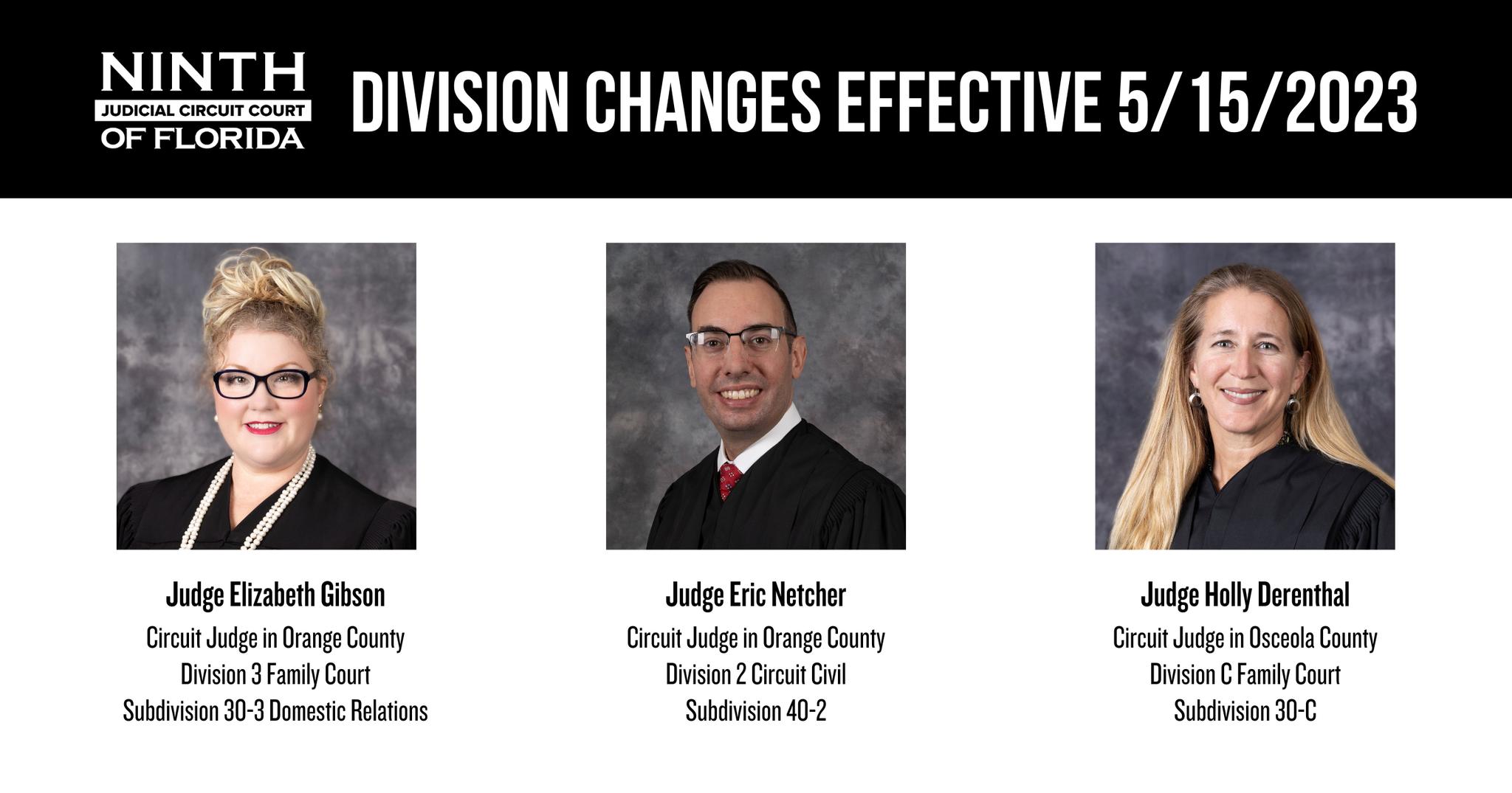 Ninth - With our recent appointments to the bench, some divisions will ...