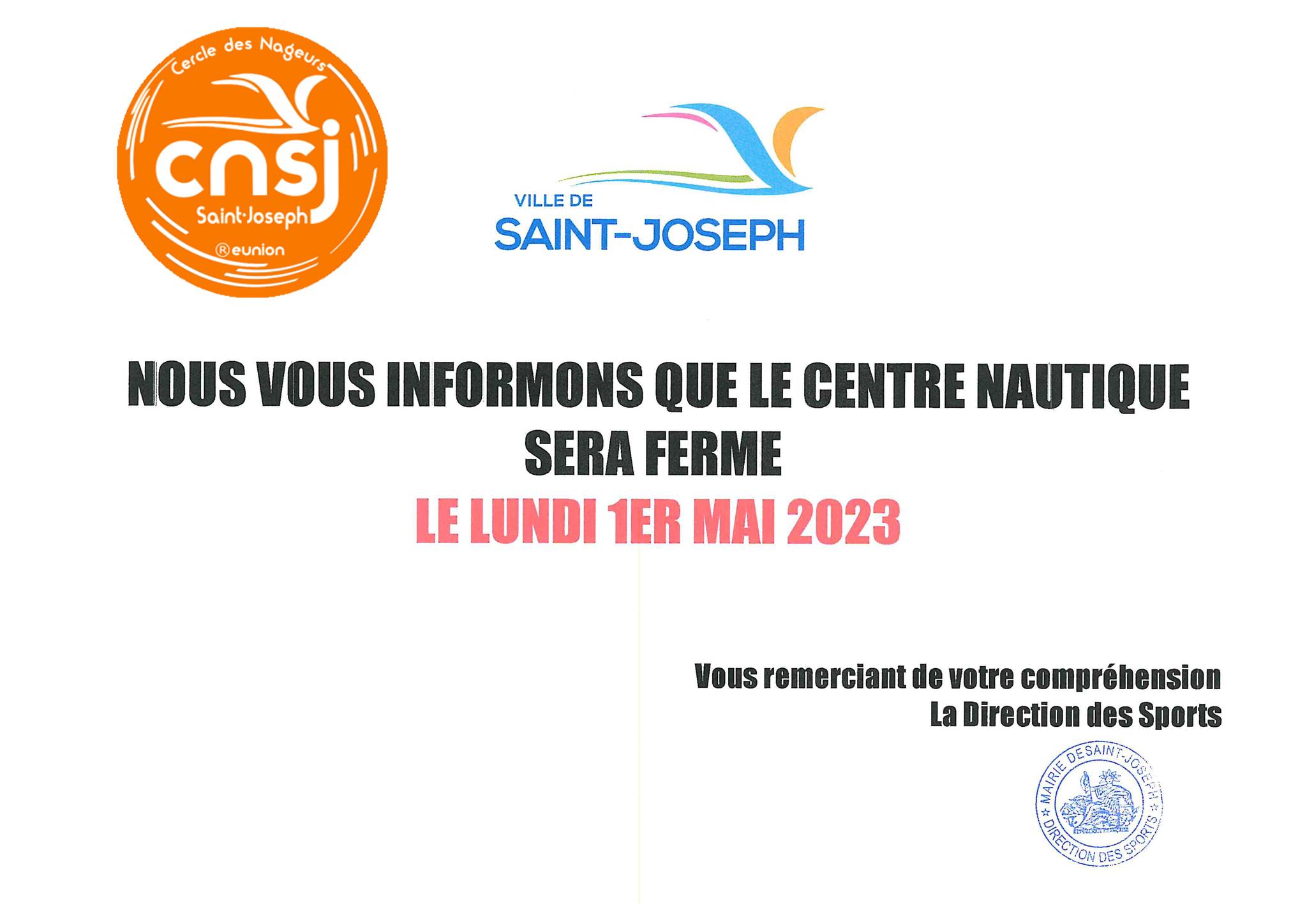 CNSJ Réunion - [INFO 🔴] Le centre nautique étant fermé le... | Facebook