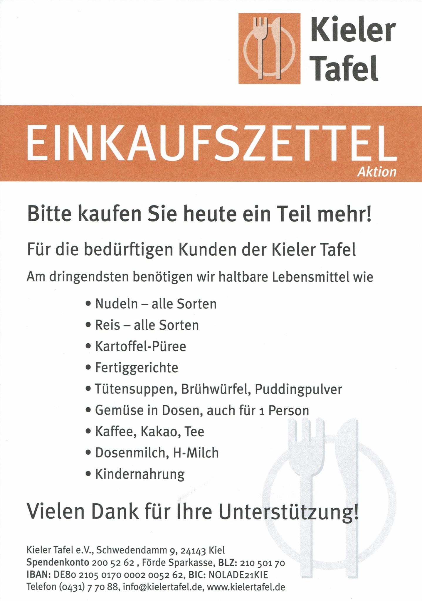 Tafel Kiel E V Hier Einmal Unser Handzettel Fur Das Citti Event