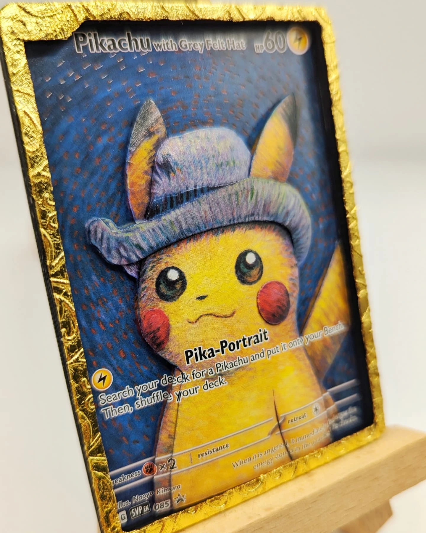 pokemon pikachu hat card With Grey Felt 085 Promo Van Gogh Museum this unique piece of high 3D Pikachu with Grey Felt