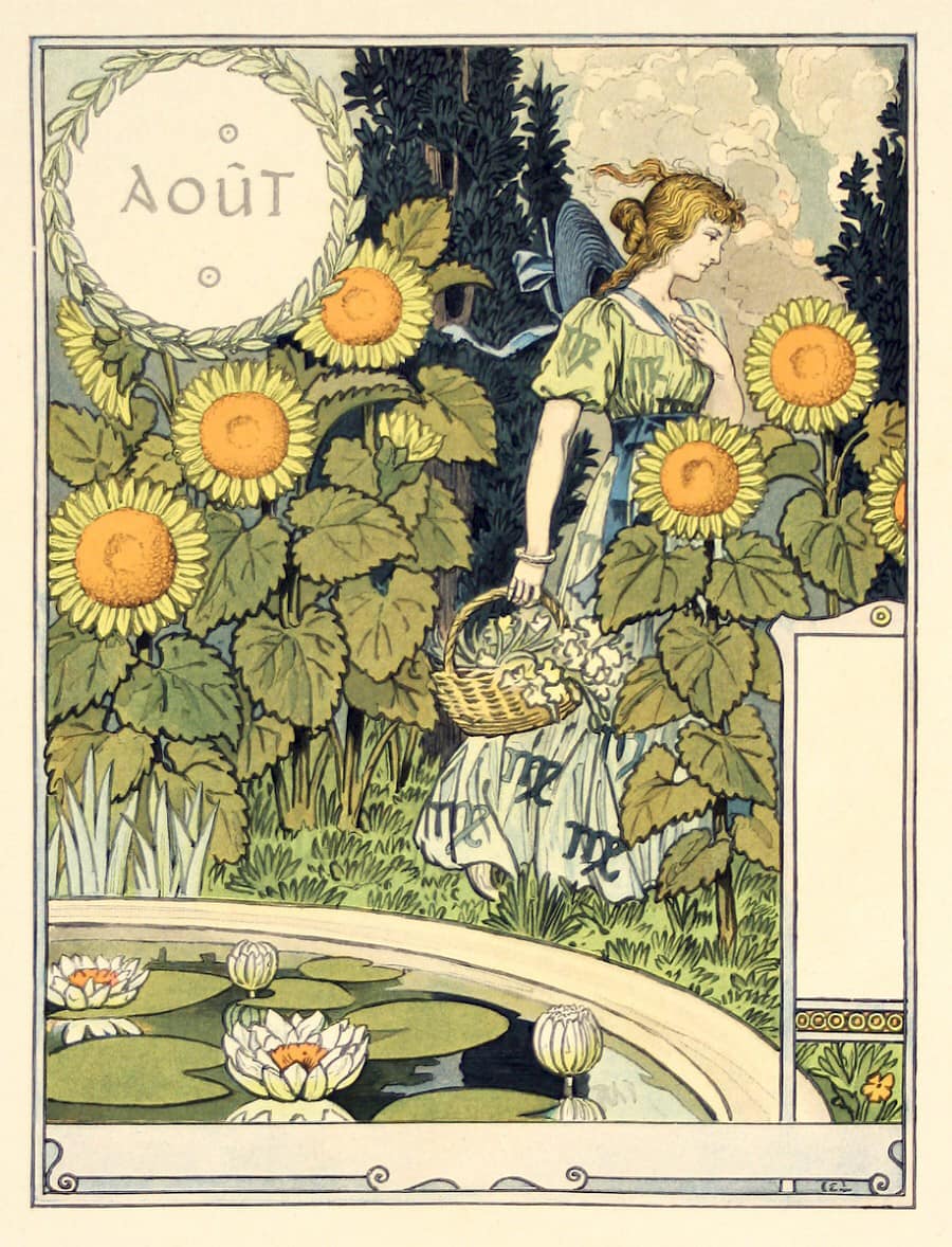 Eugène Grasset's La Belle Jardiniere August illustration, 1896