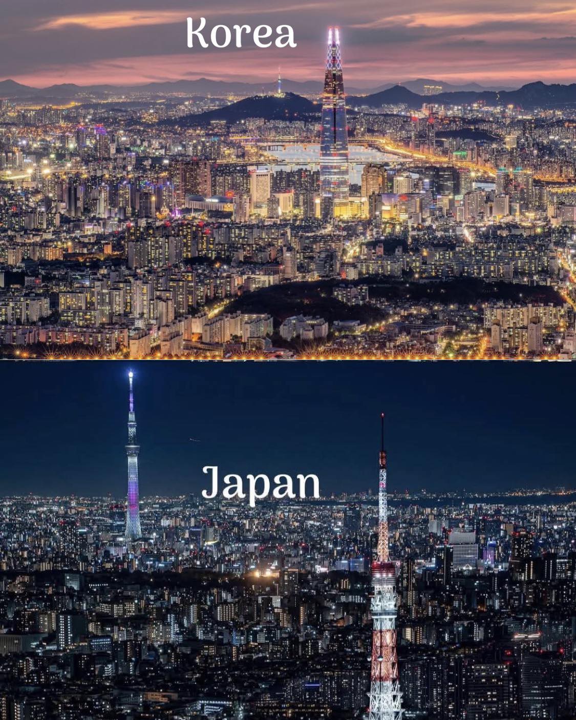 Seoul and Tokyo, two of the largest city in Asia