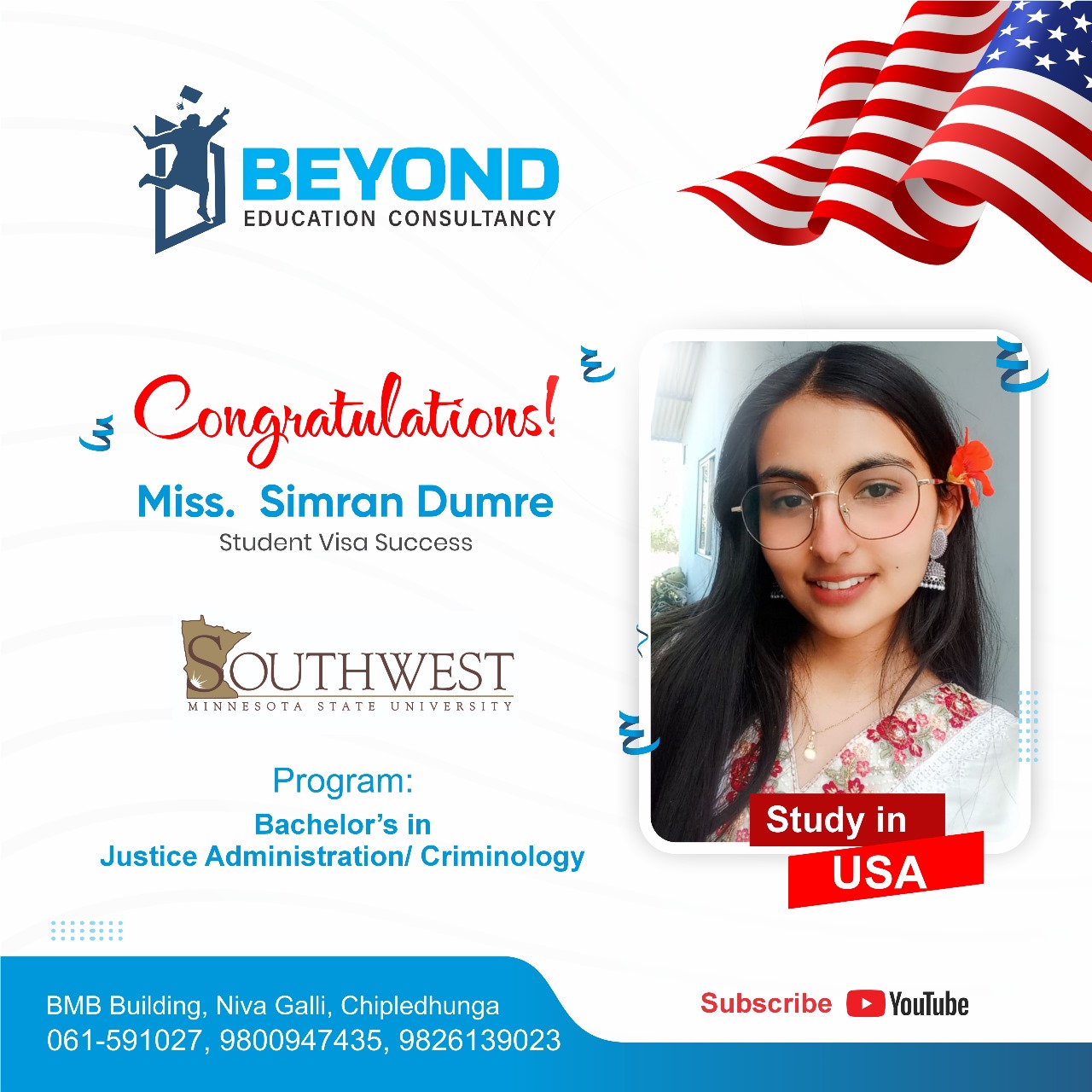 Beyond - 🏆 ️ Congratulations 🇺🇸 Simran Dumre on your U.S. Visa approval ...