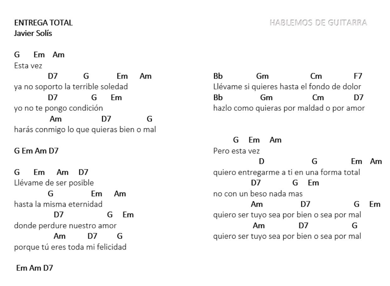 Letra y Acordes - Entrega Total -... - Hablemos de guitarra | Facebook