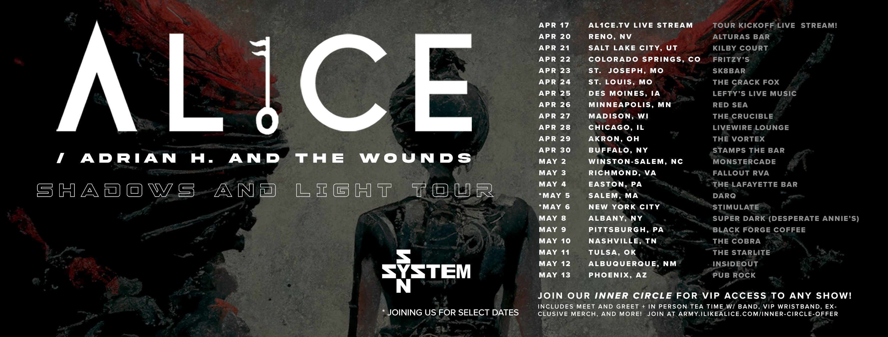 AL1CE - Here are the final, confirmed dates for our upcoming Spring ...