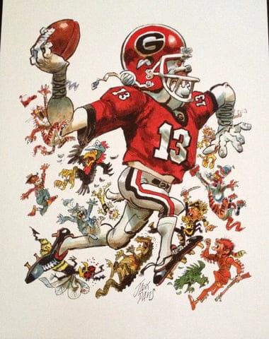 Jack Davis Georgia Bulldogs Football Print vs. Notre Dame – Between The Hedges Shop