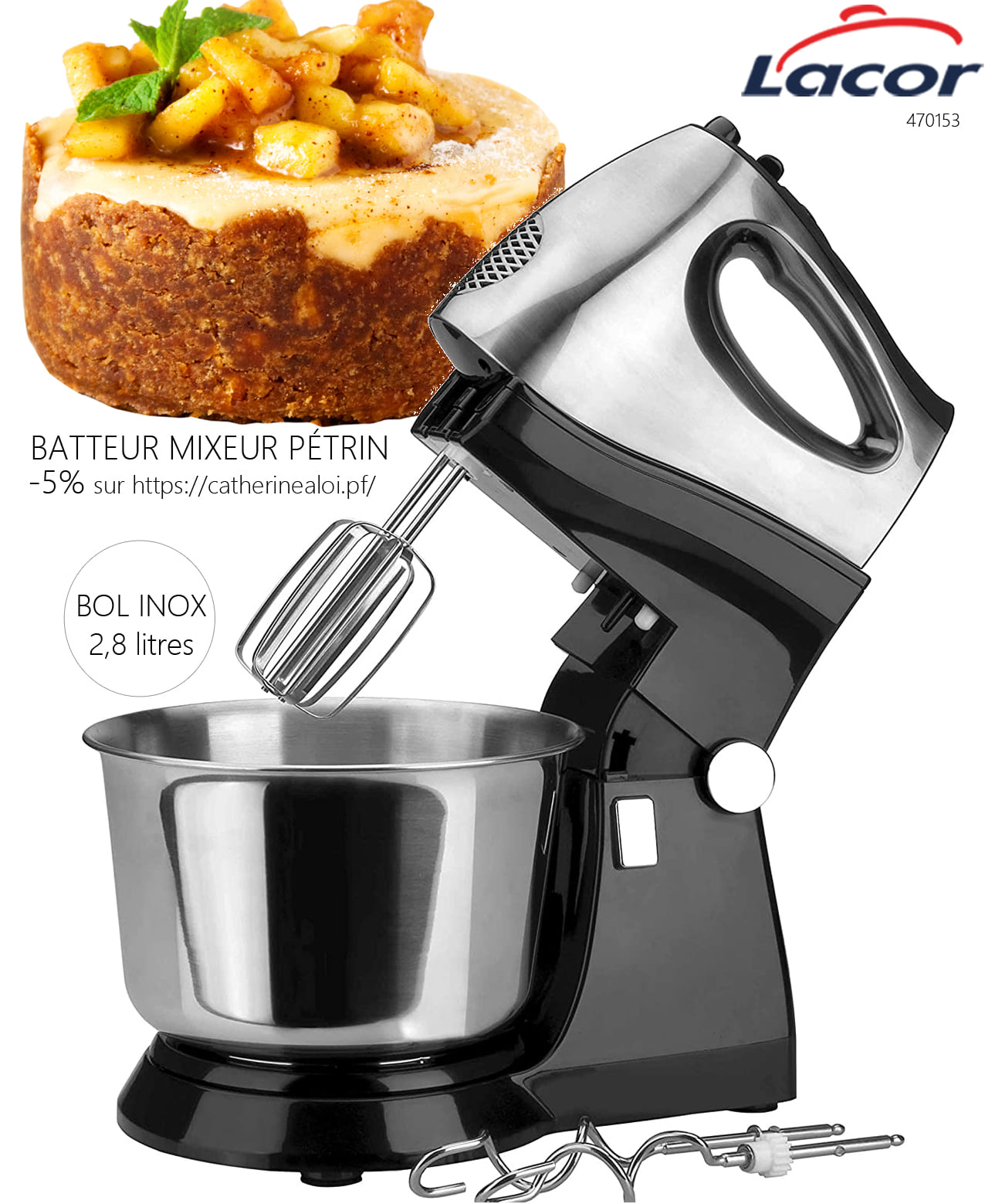 Batteur Avec Couvercle Batteur Mixeur Sur Socle Techwood TMB-340 500W | Double Bol 3,5L, Fouets Et Crochets | Couvercle Anti-éclaboussures, Pieds Antidérapants | Blanc Batteur Techwood TMB-340 Blanc