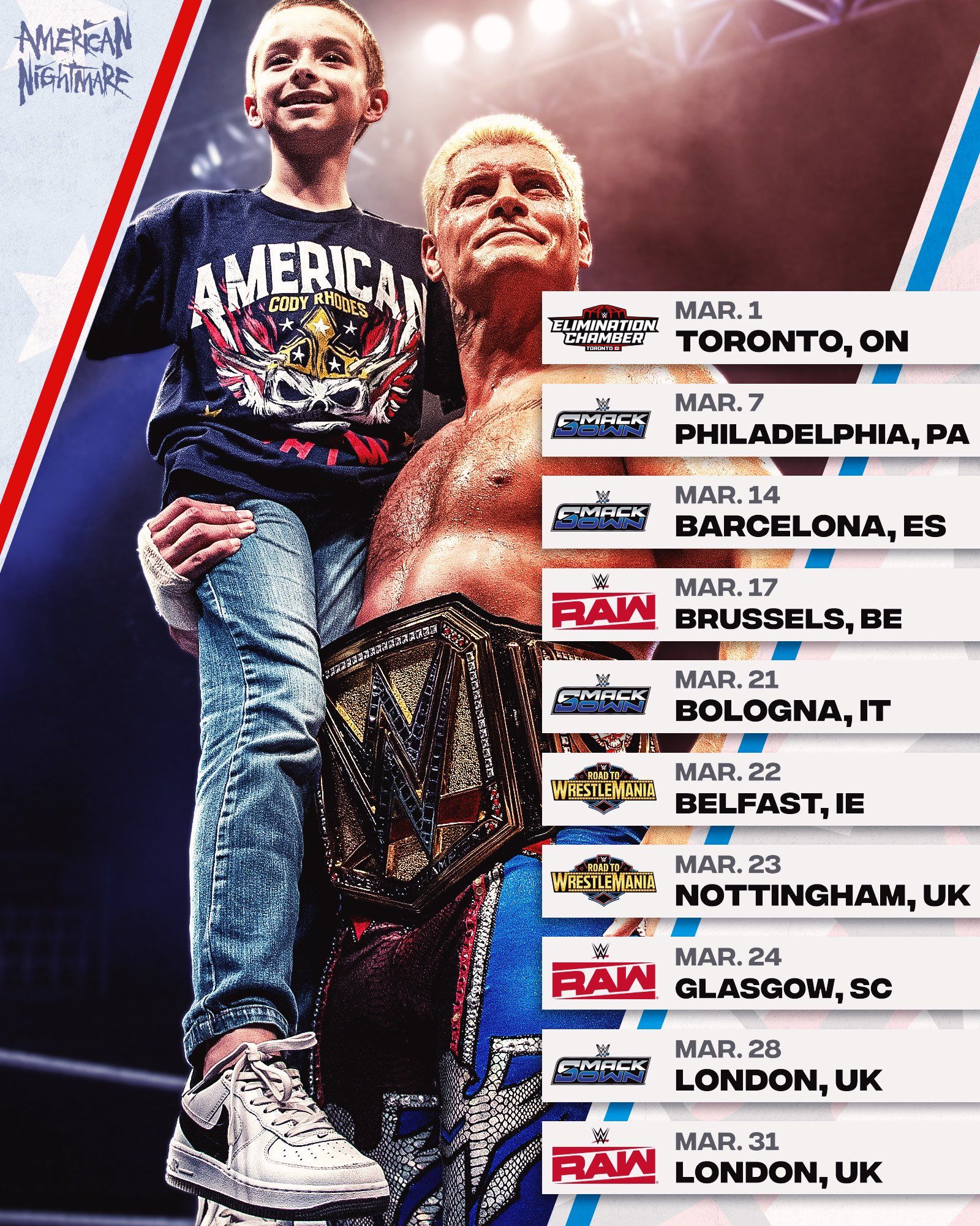 JPJLovesGaming - Cody Rhodes schedule for March and... | Facebook