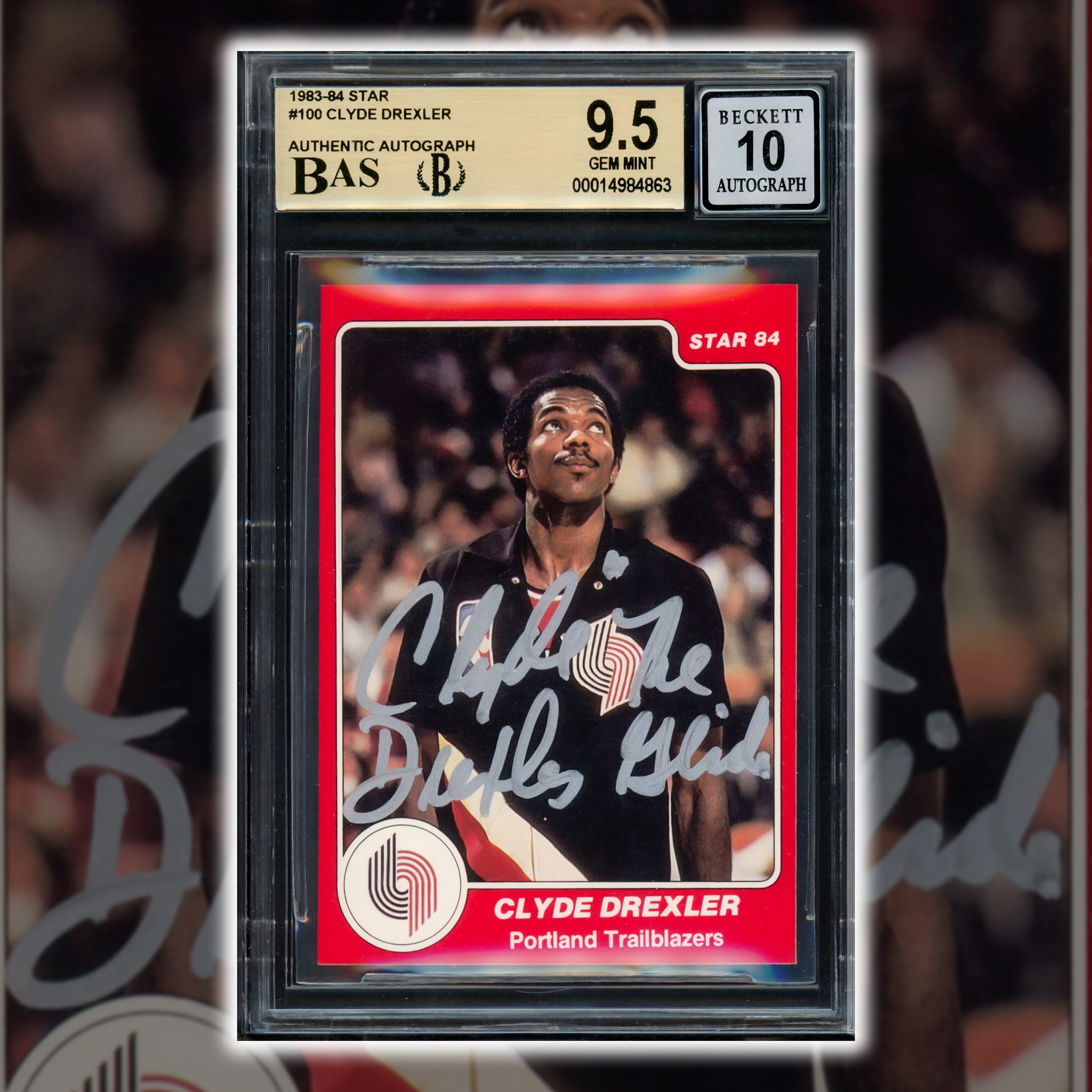 Clyde Drexler autographed 1983-84 Star rookie card graded 9.5 by