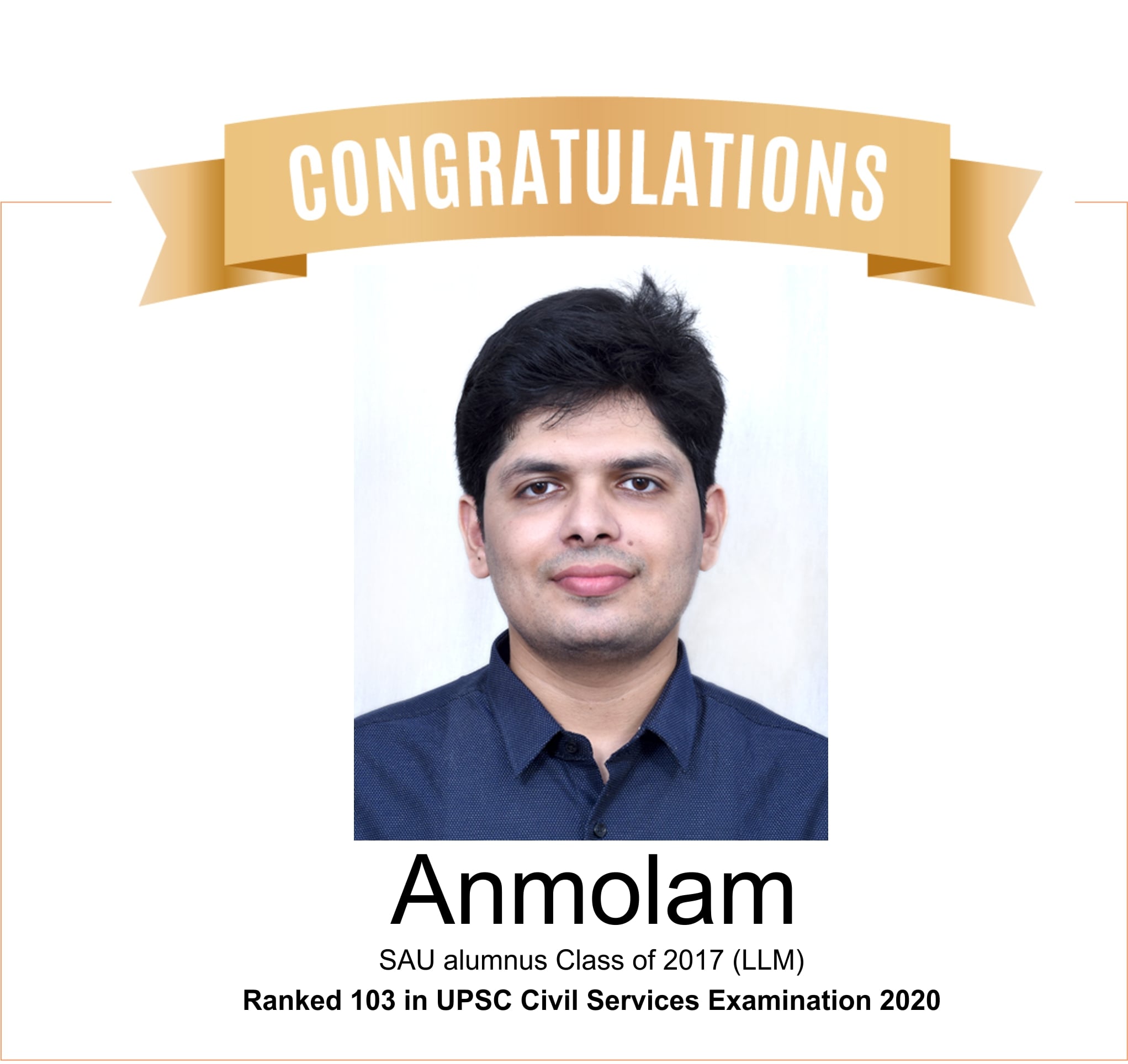 South - Heartiest congratulations to Anmolam, SAU alumnus Class of 2017 ...