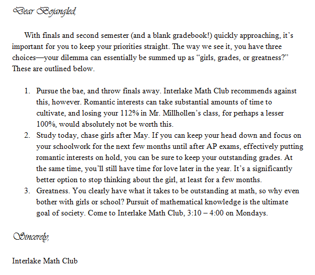 Ask Interlake Math Club