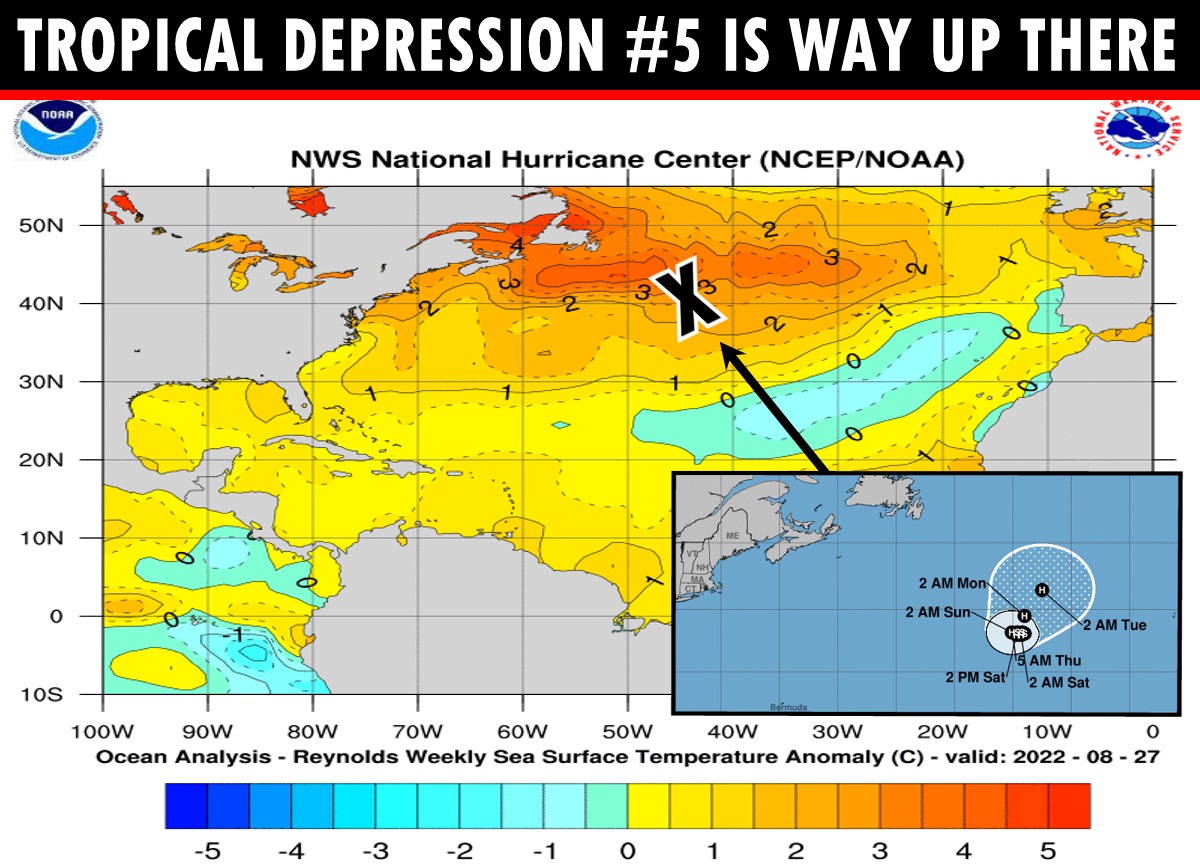 Mike's - Tropical Depression #5 formed overnight way WAY up there ...