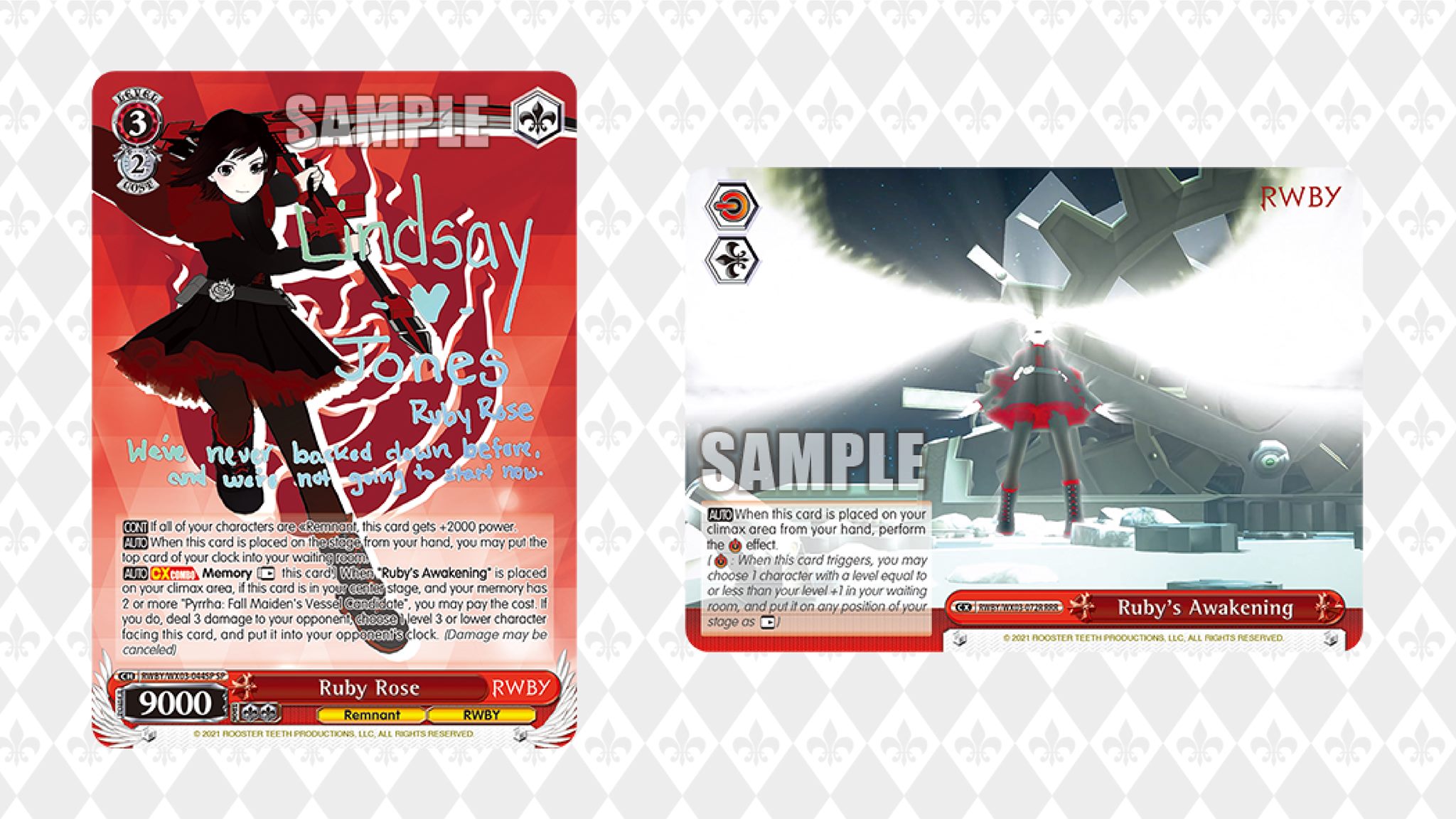 Weiss Schwarz Ruby huntress training cards on sale