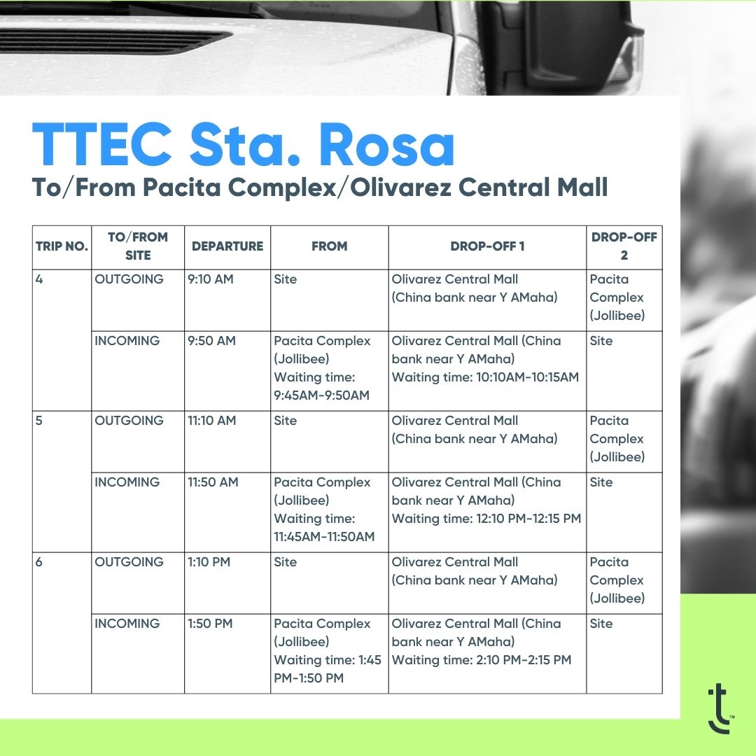 TTEC - 𝗜𝗠𝗣𝗢𝗥𝗧𝗔𝗡𝗧 𝗡𝗢𝗧𝗜𝗖𝗘 𝗙𝗢𝗥 𝗧𝗧𝗘𝗖 𝗘𝗠𝗣𝗟𝗢𝗬𝗘𝗘𝗦 We have updated our shuttle ...