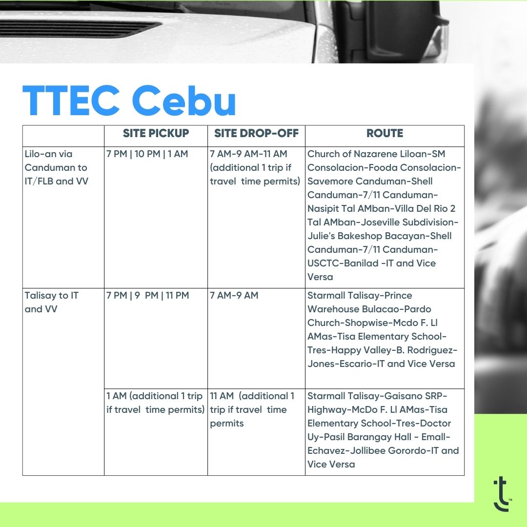 TTEC - 𝗜𝗠𝗣𝗢𝗥𝗧𝗔𝗡𝗧 𝗡𝗢𝗧𝗜𝗖𝗘 𝗙𝗢𝗥 𝗧𝗧𝗘𝗖 𝗘𝗠𝗣𝗟𝗢𝗬𝗘𝗘𝗦 We have updated our shuttle ...