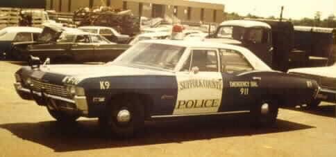 1966 Chevy Biscayne police car at old Morgan Hill city hall