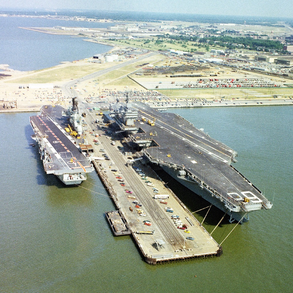 Military - An aerial view of the U.S. nuclear-powered aircraft carrier ...
