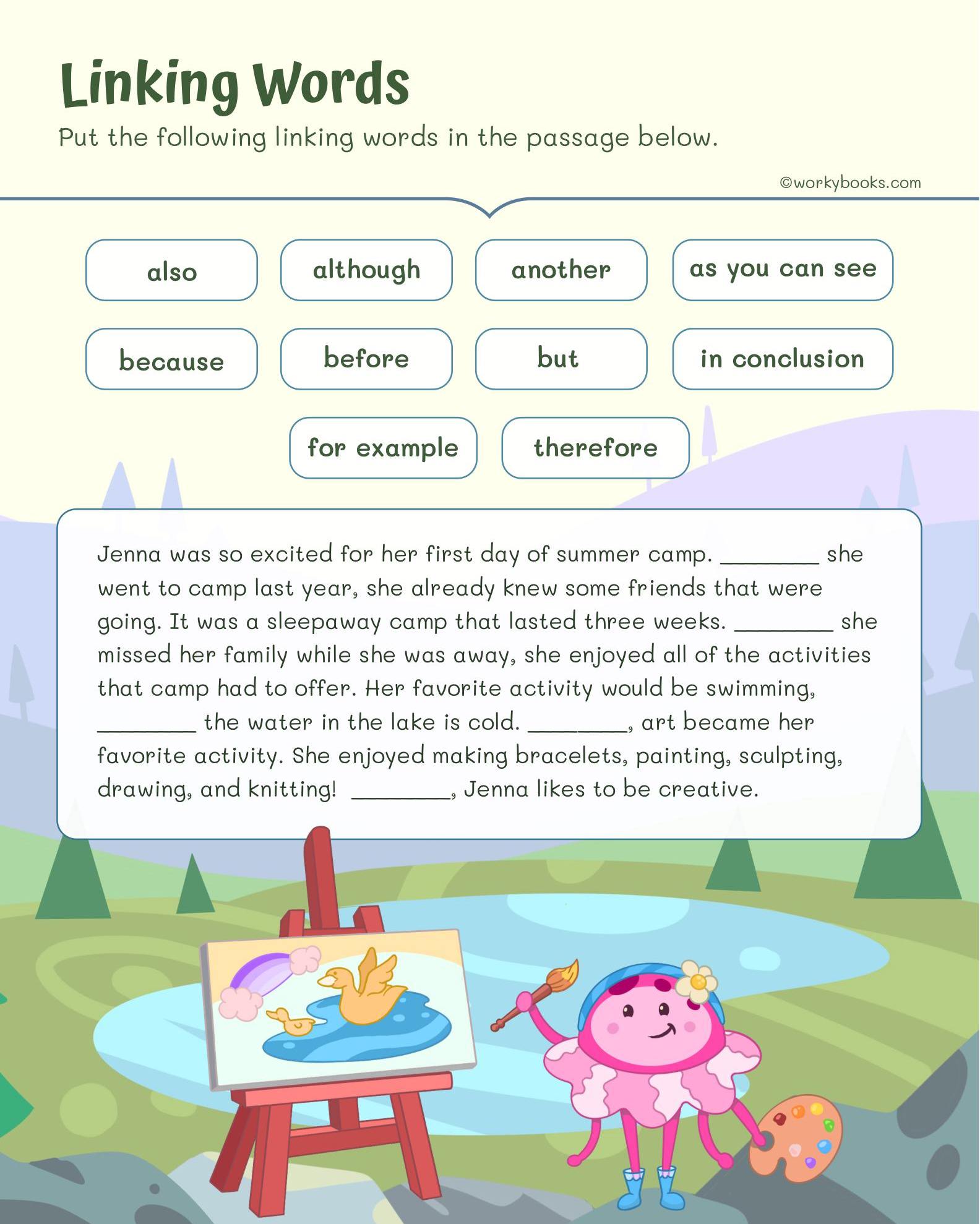 Workybooks - Grade 3 worksheet - Linking Words This...
