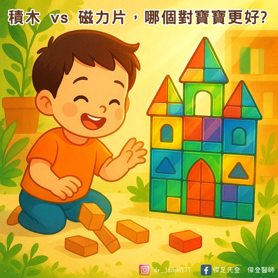 傑足先登 - 積木 vs 磁力片，哪個對寶寶更好? 🤔 其實不用爭，兩個都很好 只是對寶寶的好處剛好互補喔 ️ 積木的好處 ． 訓練精細動作 ...