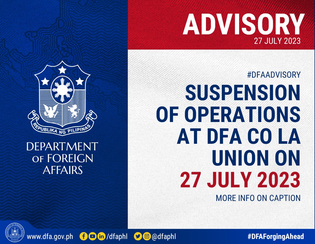 ‼️READ‼️ #DFAAdvisory: Suspension of Operations of DFA Consular Office ...
