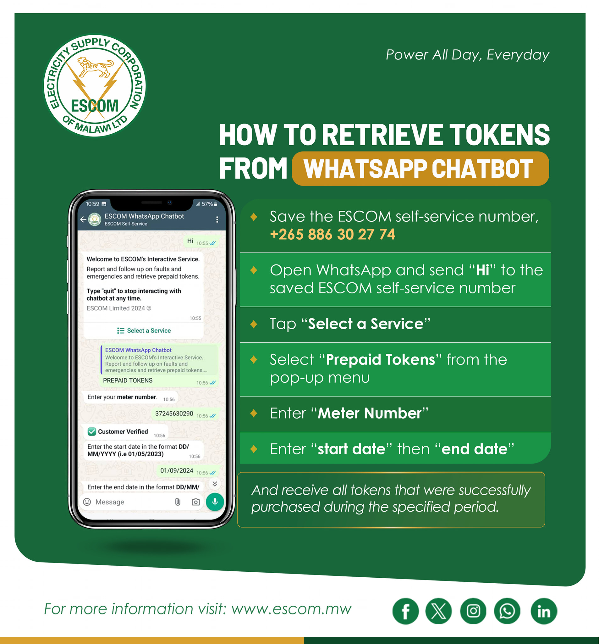 You can CHECK TOKENS and do much more from the #ESCOM Web Portal. Visit ...