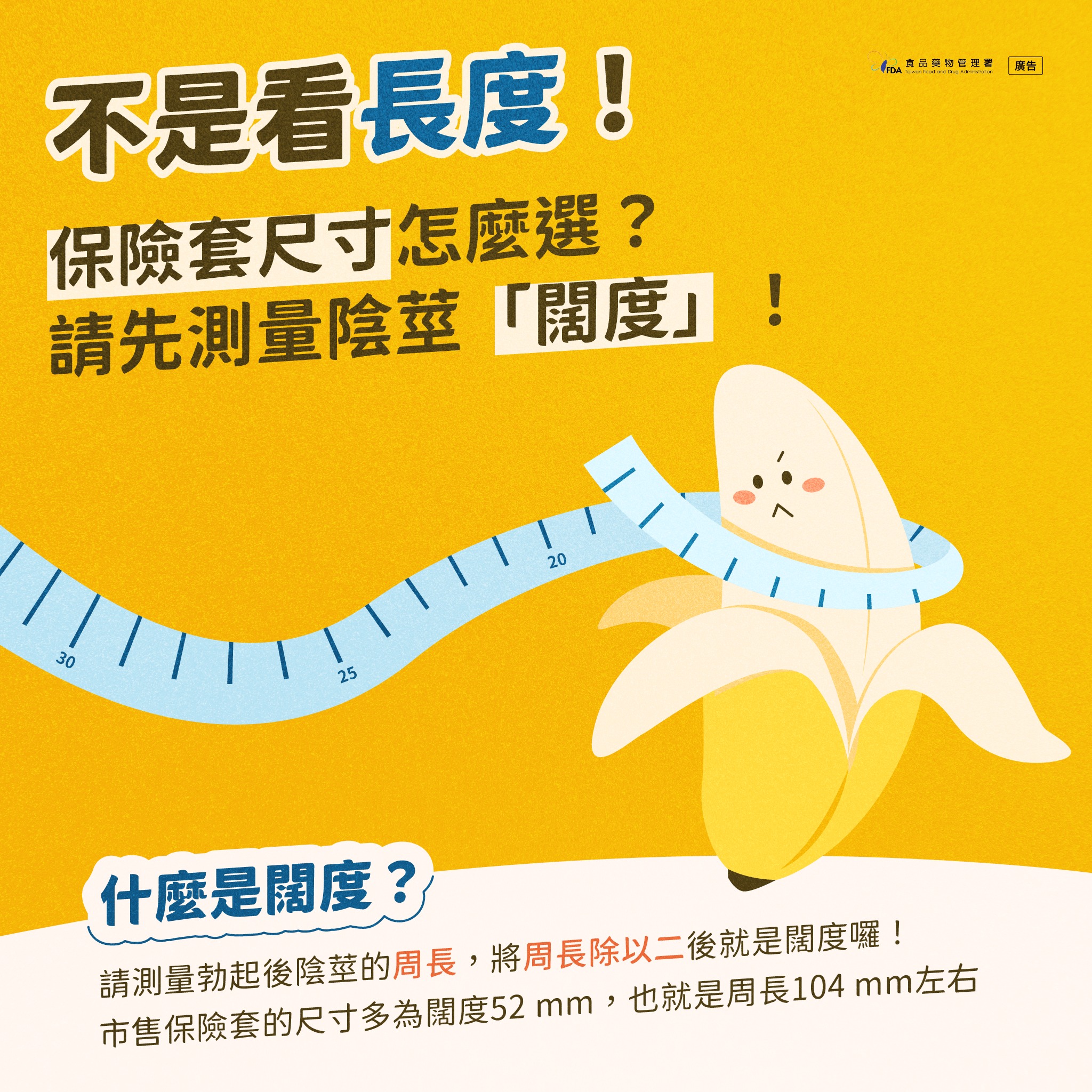 食用玩家-食藥署 - 為什麼有的保險套戴起來緊緊的 有的又太鬆呢？ 一般而言保險套的尺寸依據為陰莖的 #闊度... | Facebook