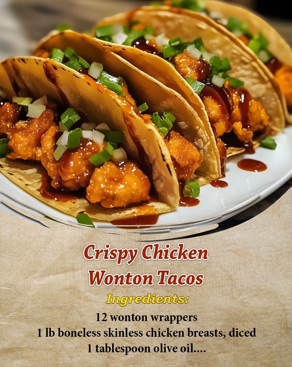Unique - Crispy Chicken Wonton Tacos Ingredients: 12 wonton wrappers 1 ...