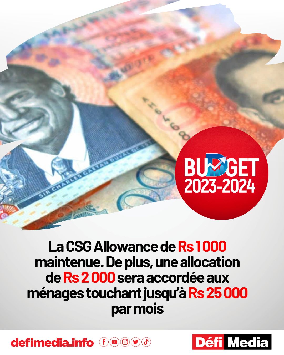 Defimedia.info - La CSG Allowance de Rs 1 000 maintenue....