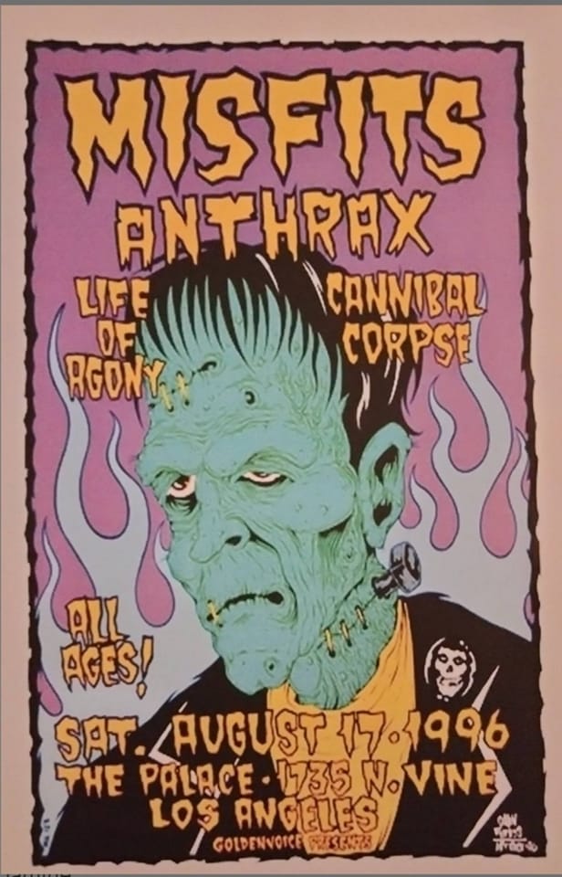 Metallica and Anthrax concert poster for October 6, 1986, in France