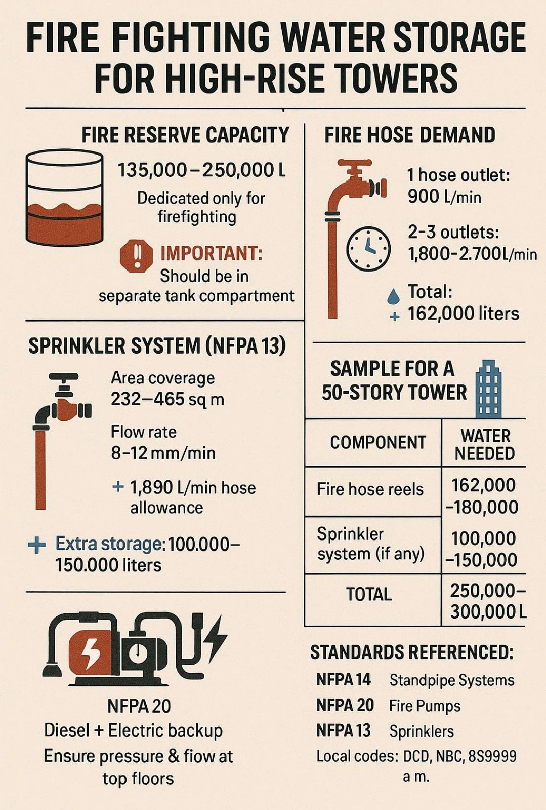 Fire-fighting - FIRE FIGHTING WATER STORAGE FOR HIGH-RISE TOWERS‼️ . # ...