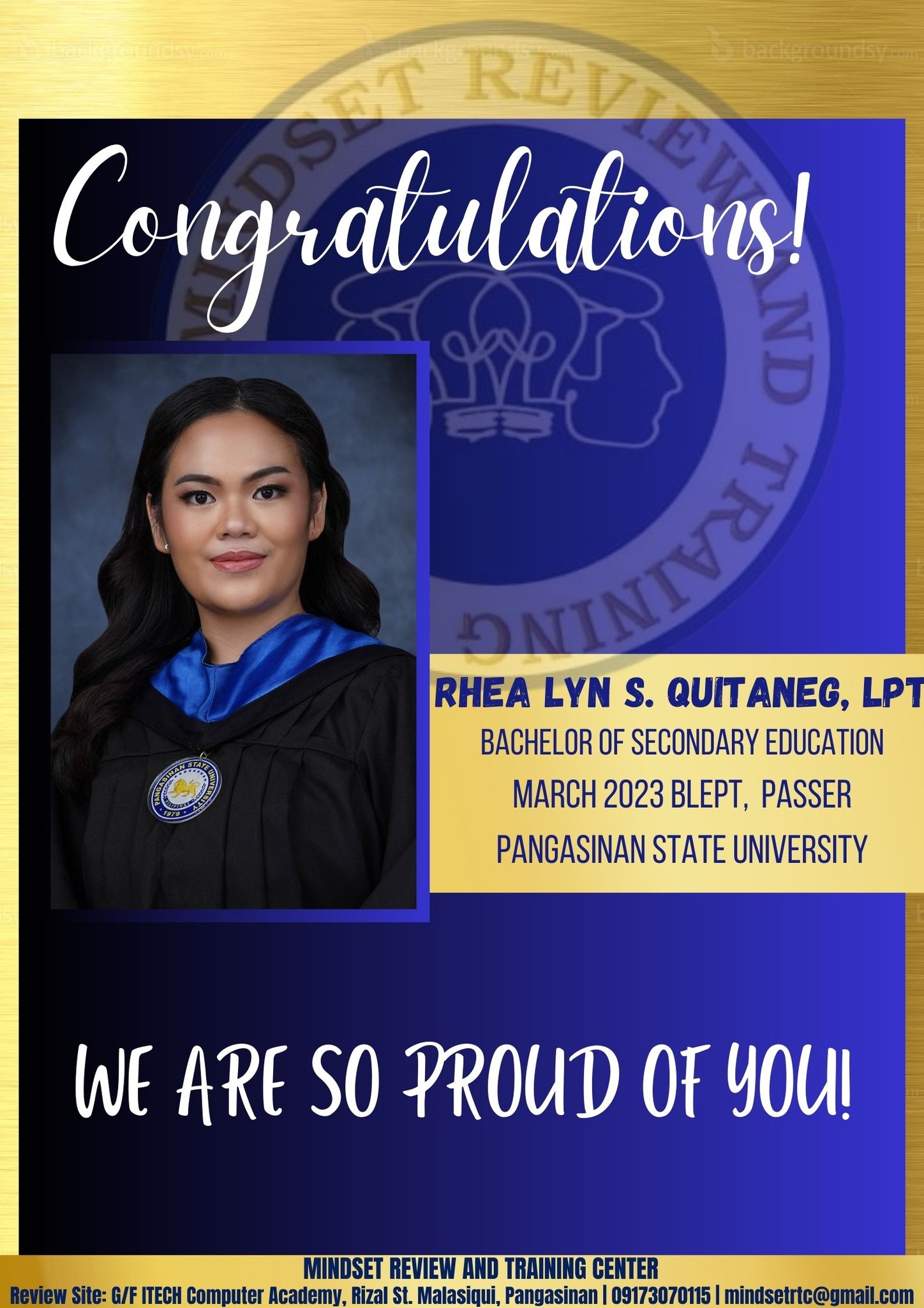 Mindset - Congratulations Ma'am Rhea Lyn S. Quitaneg! Thank you for ...