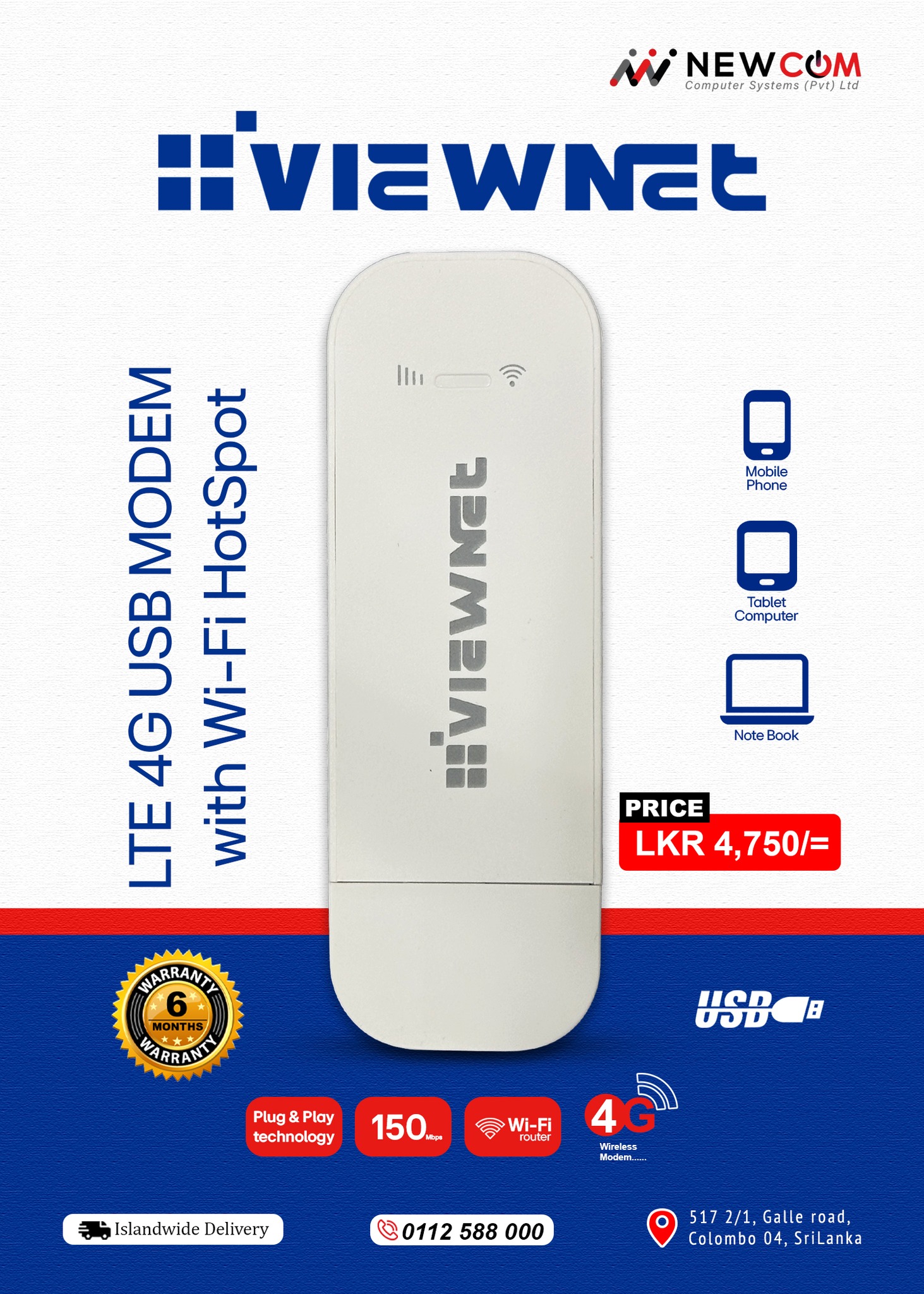 Newcom - 🚀 Stay Connected Anywhere with Viewnet LTE 4G USB Modem 🔗 No ...