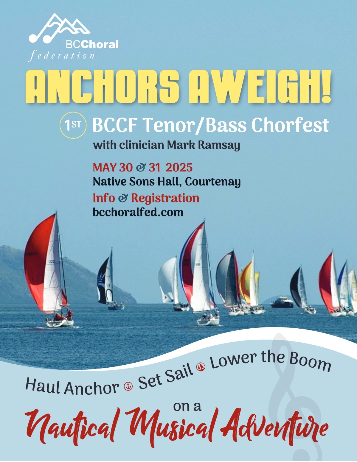 BCCF Chorfest 2025 for Lower Voices: Anchors Aweigh! (Comox Valley)