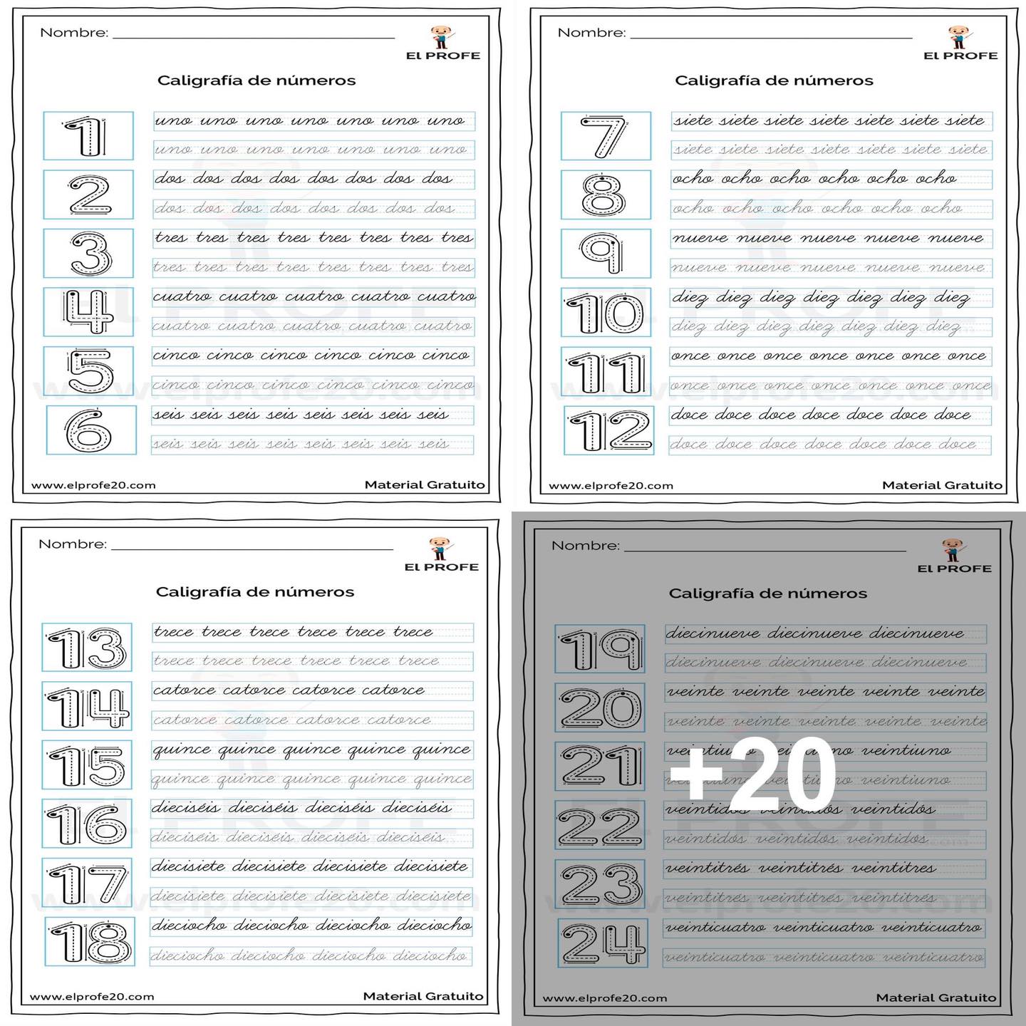 Fichas de Caligrafía de... - El Profe - Material educativo