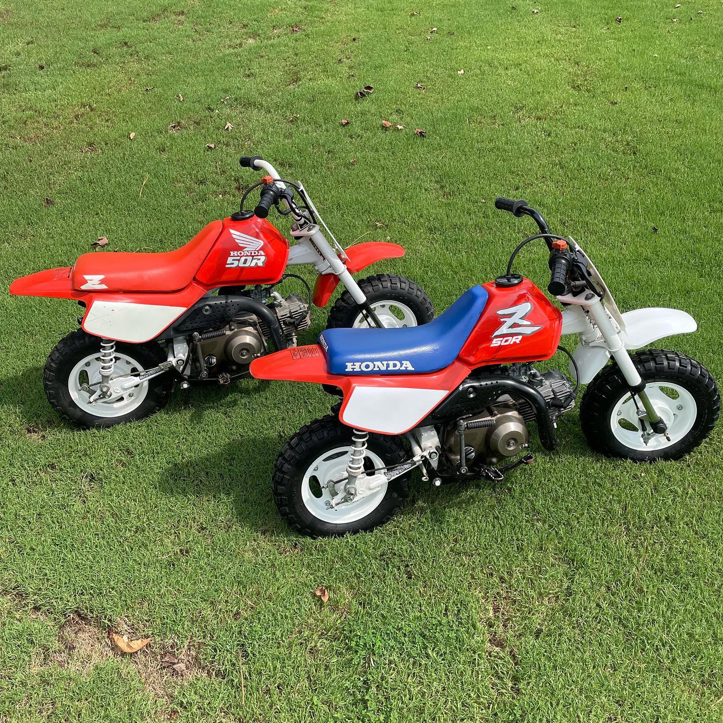 This is a pair of Honda Z50R minibikes, the red one is from 1989 
