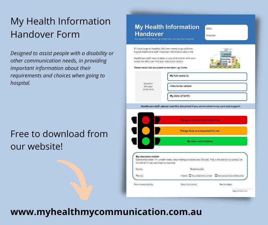 My - MY HEALTH INFORMATION HANDOVER FORM Developed to: Enable people ...