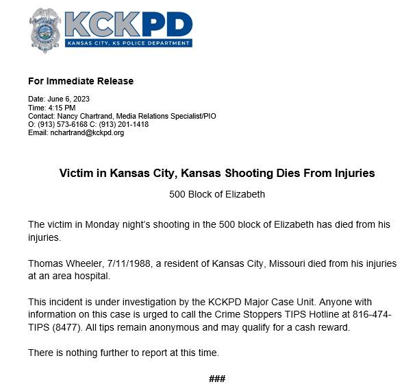 UPDATE: The... - Kansas City Kansas Police Department - KCKPD | Facebook