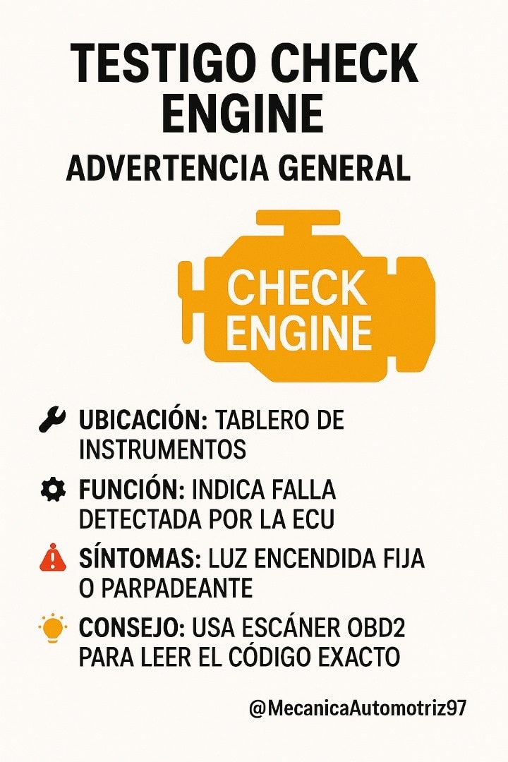 Mecánica - 🚨 Testigo Check Engine – Advertencia General del Motor 📍 ...