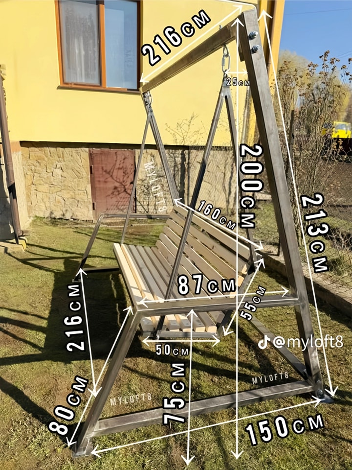 TRoonzs - Columpio minimalista con estructura de acero y dimensiones ...