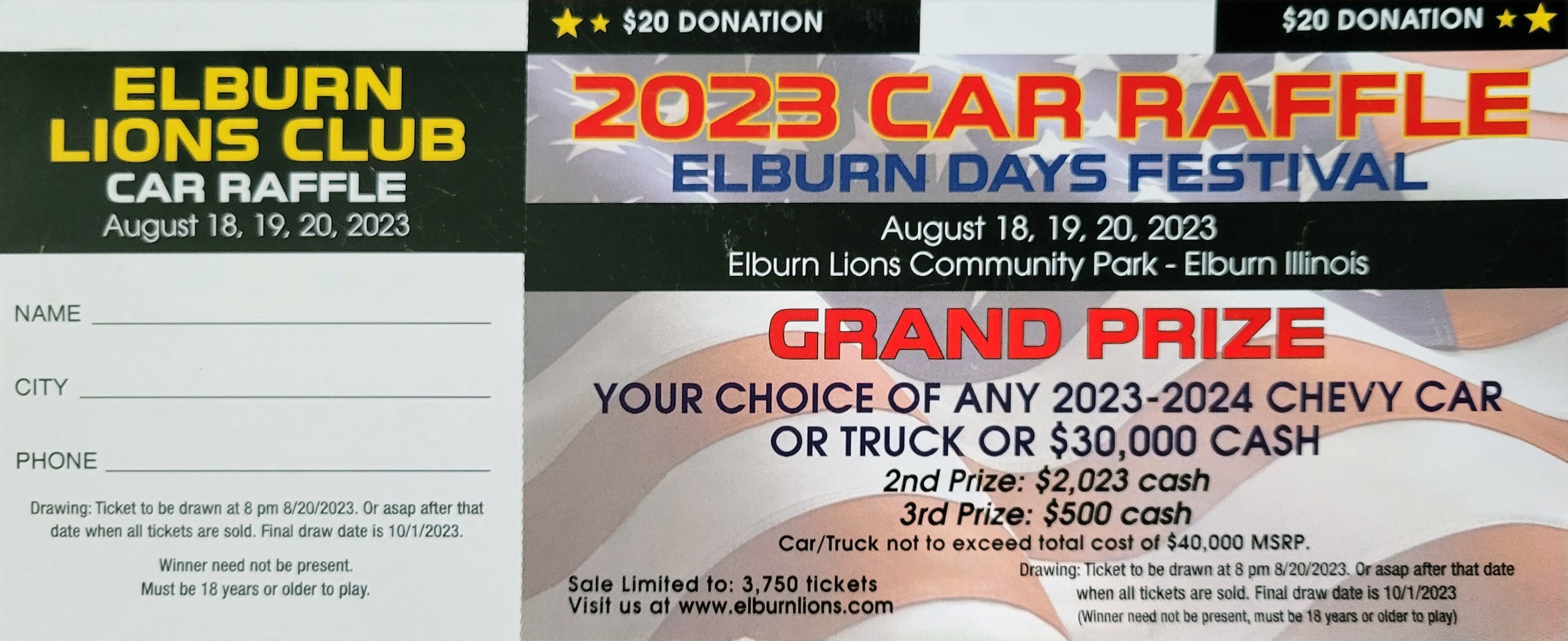 Elburn - Who needs a car raffle ticket! Our most popular raffle is back ...