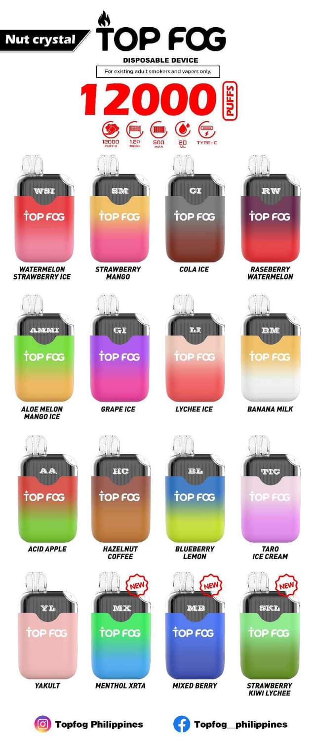 top fog flavors crystal 12,000 puffs 11 acid apple hazelnut coffee lychee ice cola ice strawberry kiwi lychee strawberry mango mixed berry banana ice menthol xtra grape ice watermelon straw ice Flavor:Melon Ice Cream iron mike Aspire Pockex Replacement Coils