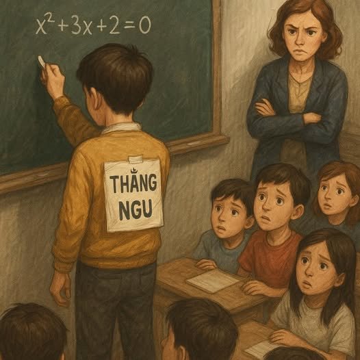 Nuôi - Trong một trò đùa, một học sinh đã dán một tờ giấy sau lưng bạn ...