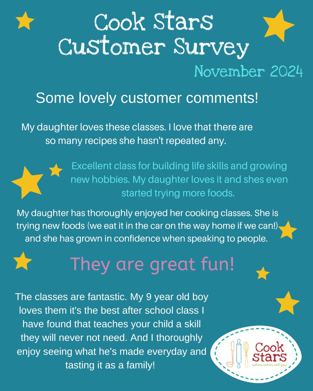 We love receiving reviews! Here... - Cook Stars South Lincs | Facebook