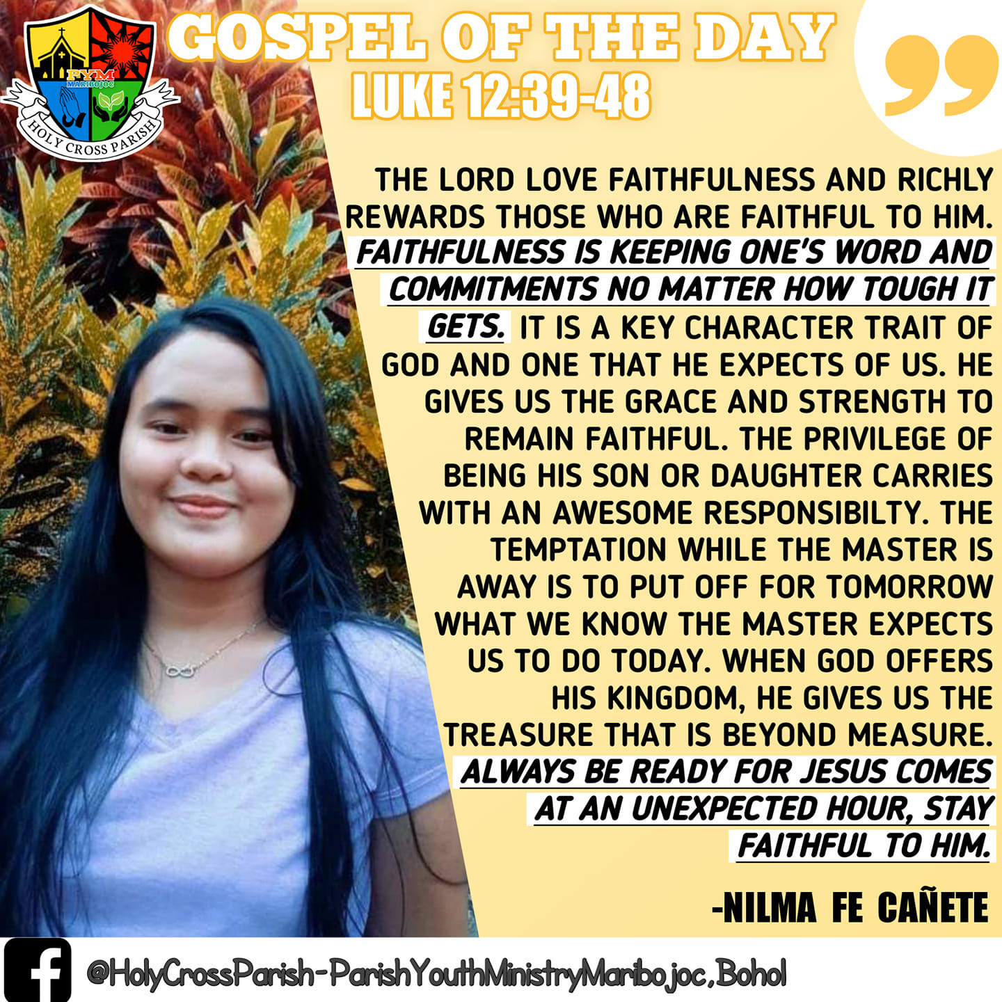 Holy Cross Parish - Parish Youth Ministry Maribojoc, Bohol - Daily ...
