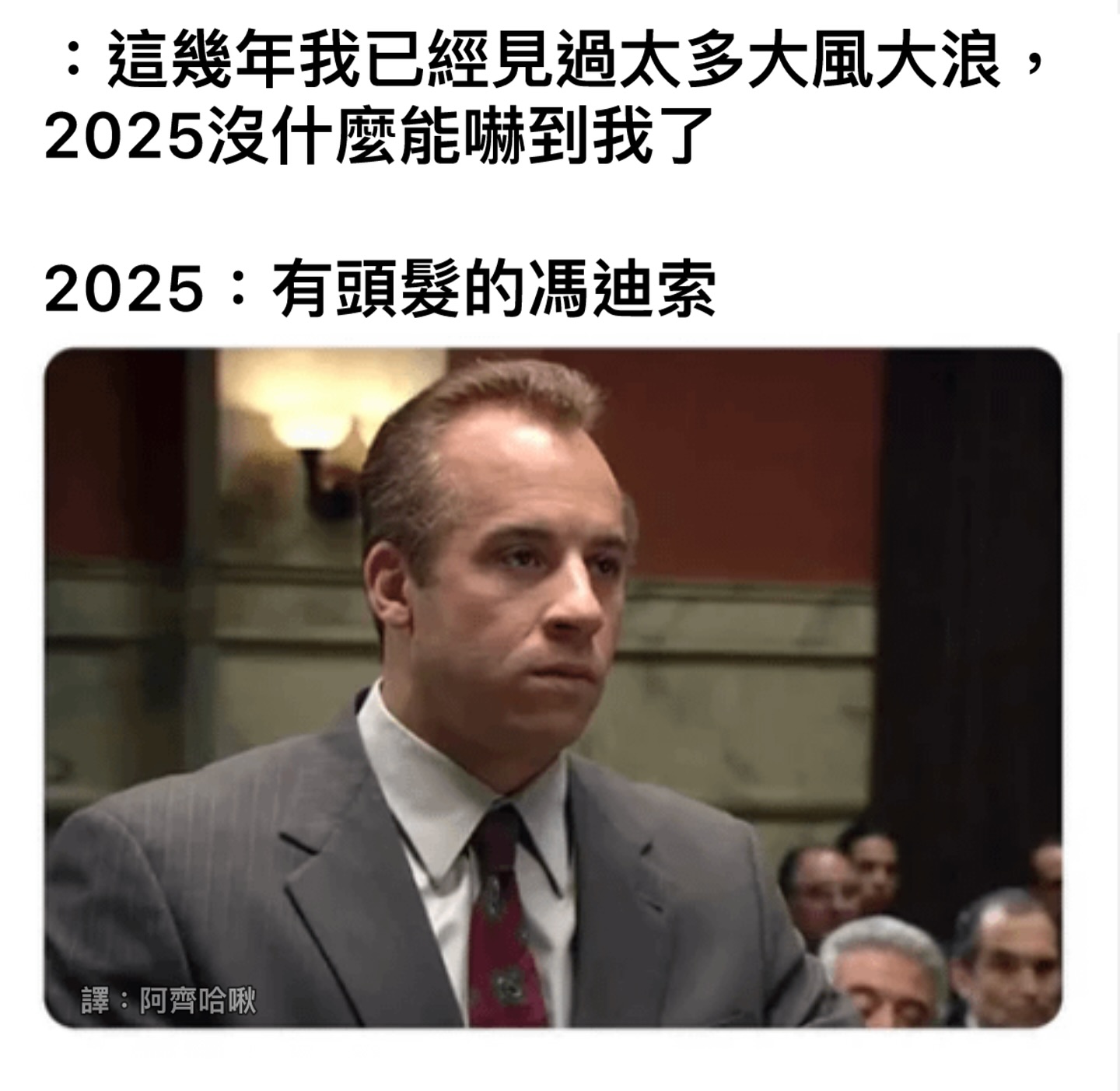 阿齊哈啾 - 速度與激情與頭髮🥵🥵🥵 #梗圖 #迷因 #馮迪索 #玩命關頭 #電影 #meme | Facebook